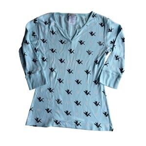 Disneyland Resort Women's Teal Long Sleeve Thermal Waffle Knit Tinker Bell Large